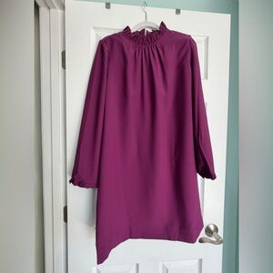 J. Crew Magenta Ruffle Collar Top